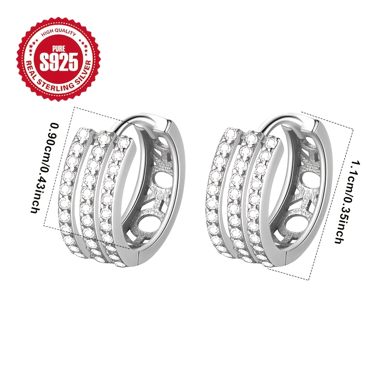 Artificial Zirconia Earring Clasps S925 Silver Micro Set Bling Bling